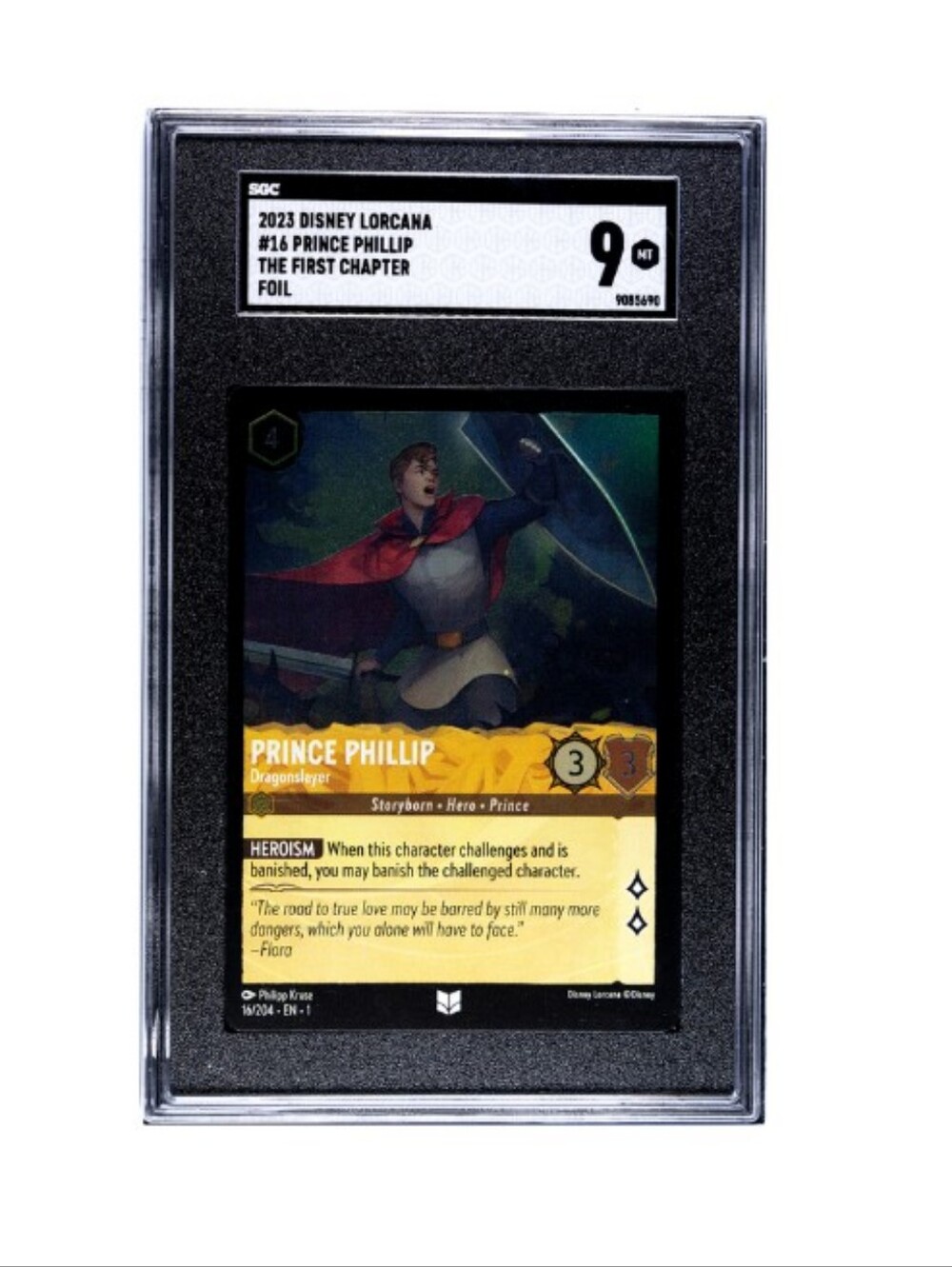 Lorcana TCG EN-1 16/204 Prince Phillip Dragonslayer Uncommon Foil SGC Graded 9